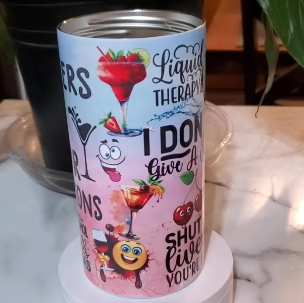 Liquid Therapy Funny Quotes 4 in 1 Can Cooler 14oz Tumbler 🎉sale
